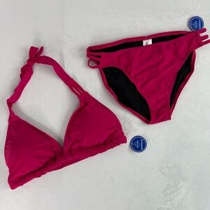 Hot‎ Pink Watermelon Bikini Set Halter Style Women’s Size 12 / 14